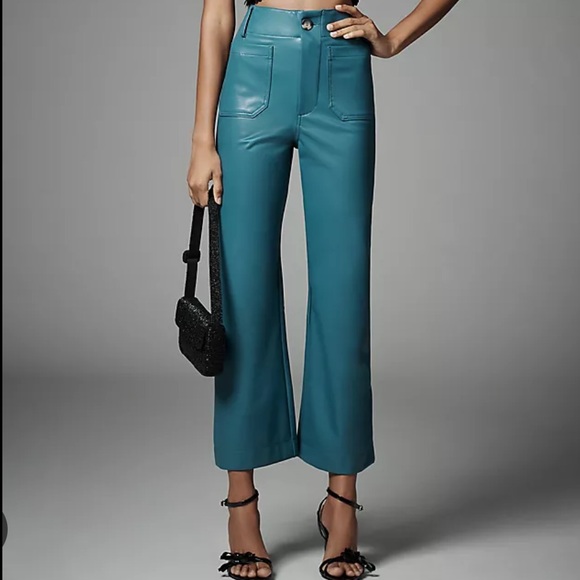 Maeve Pants - Maeve The Collette Wide Leg Cropped Pants-Faux Leather